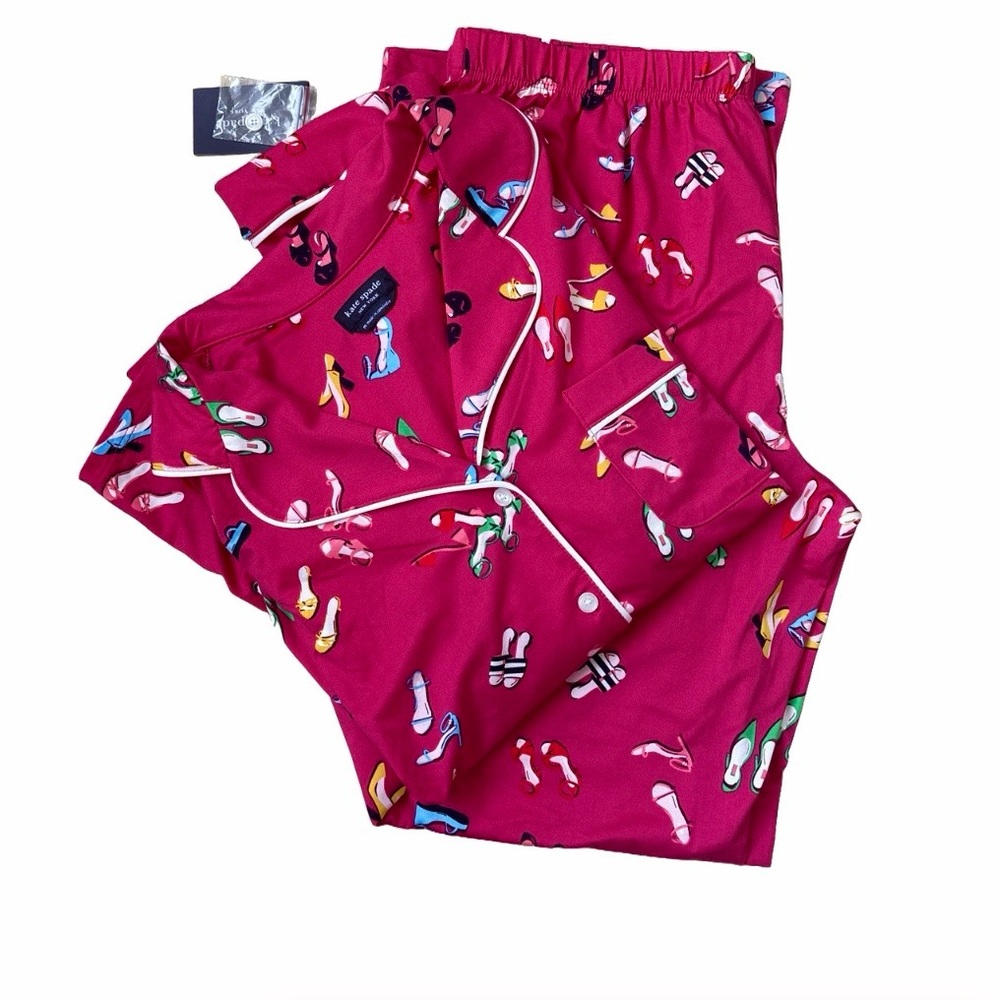 NWT Kate Spade Long Sleeve Shoe Themed Pajama Set Size M Playful Preppy